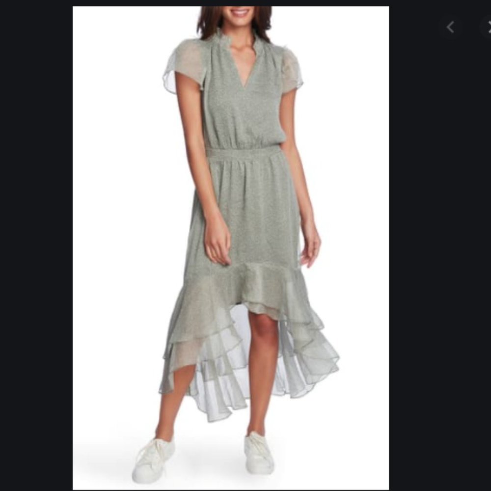 1.State Mosaic Ditsy Short Sleeve High/Low Dress